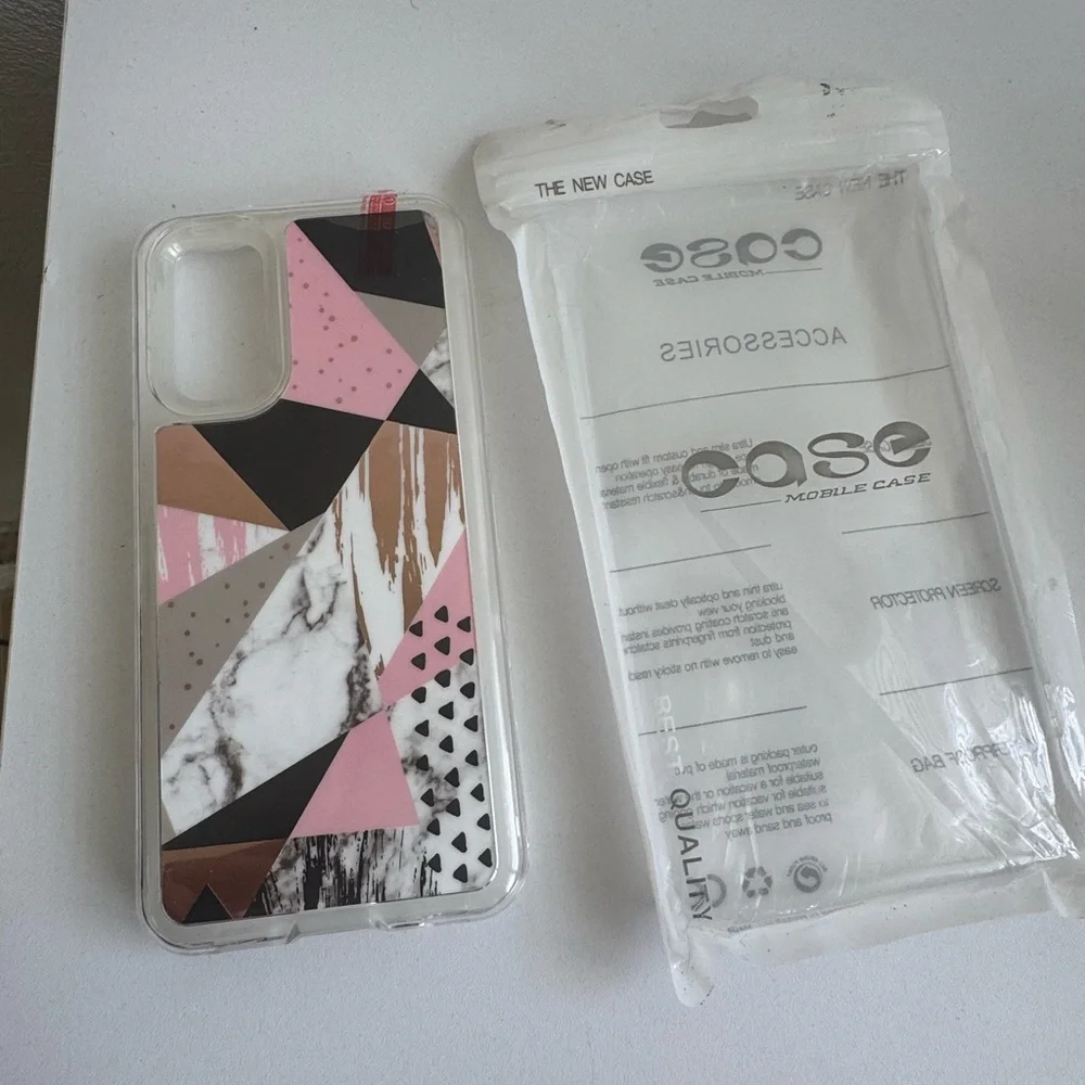 Geometric Marble TPU Case for Samsung Galaxy S20 – Pink Black Brown Design - Picture 2 of 4